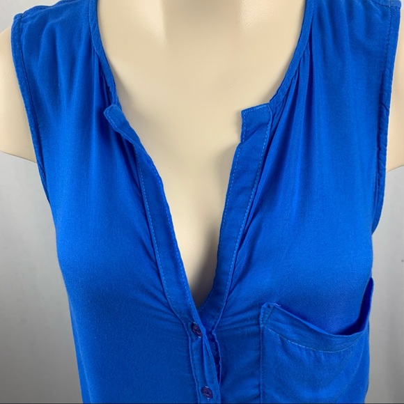 Bella Dahl Sleeveless High/Low In Blue S - Picture 5 of 6